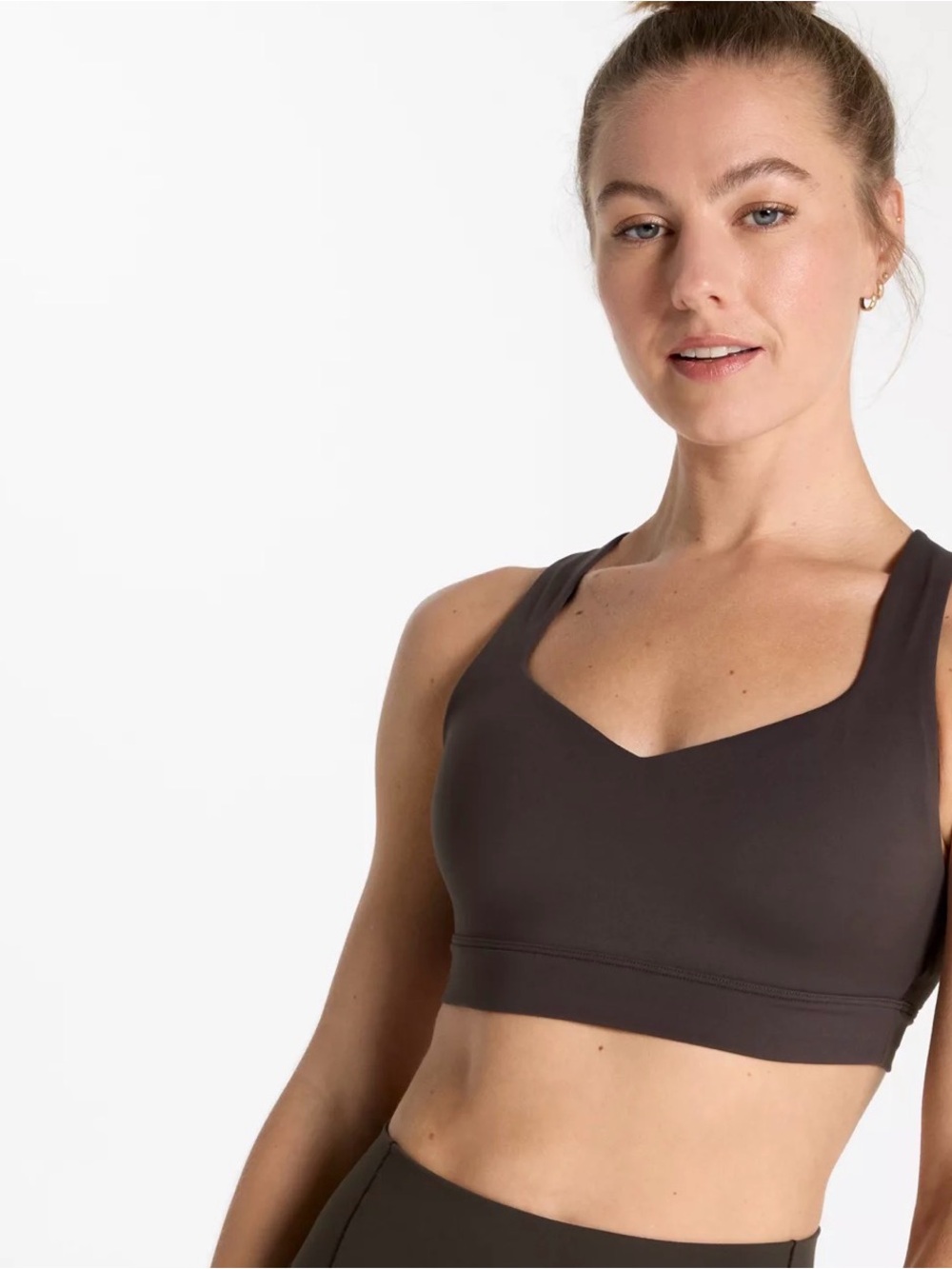 CALIA by Carrie Underwood Brown V-Neck Supportive Sports Bra